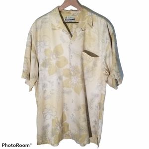 Kahala Men's Silk Shirt Hawaiian Yellow Floral